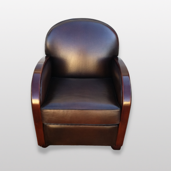 Fauteuil bois - face - Marron